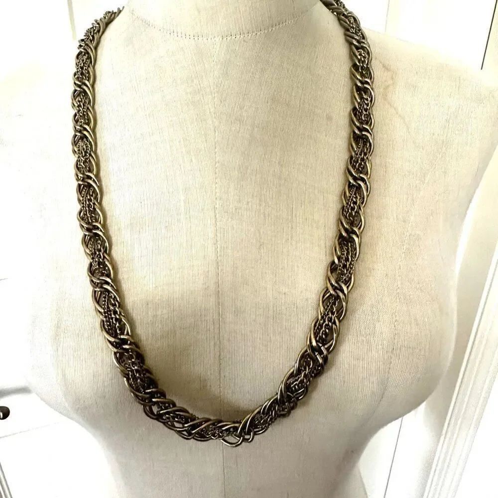 LOFT Long Twisted Multi-Chain Necklace Gold Tone